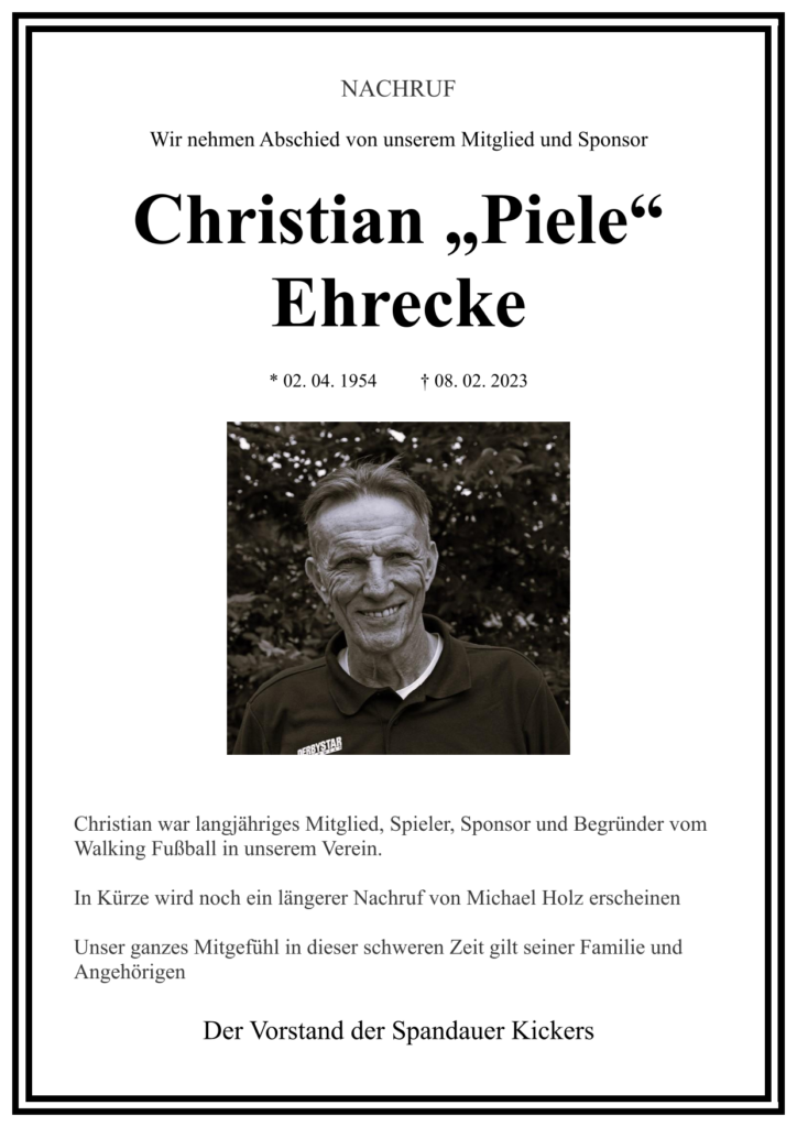 Wir trauern um Christian Ehrecke
